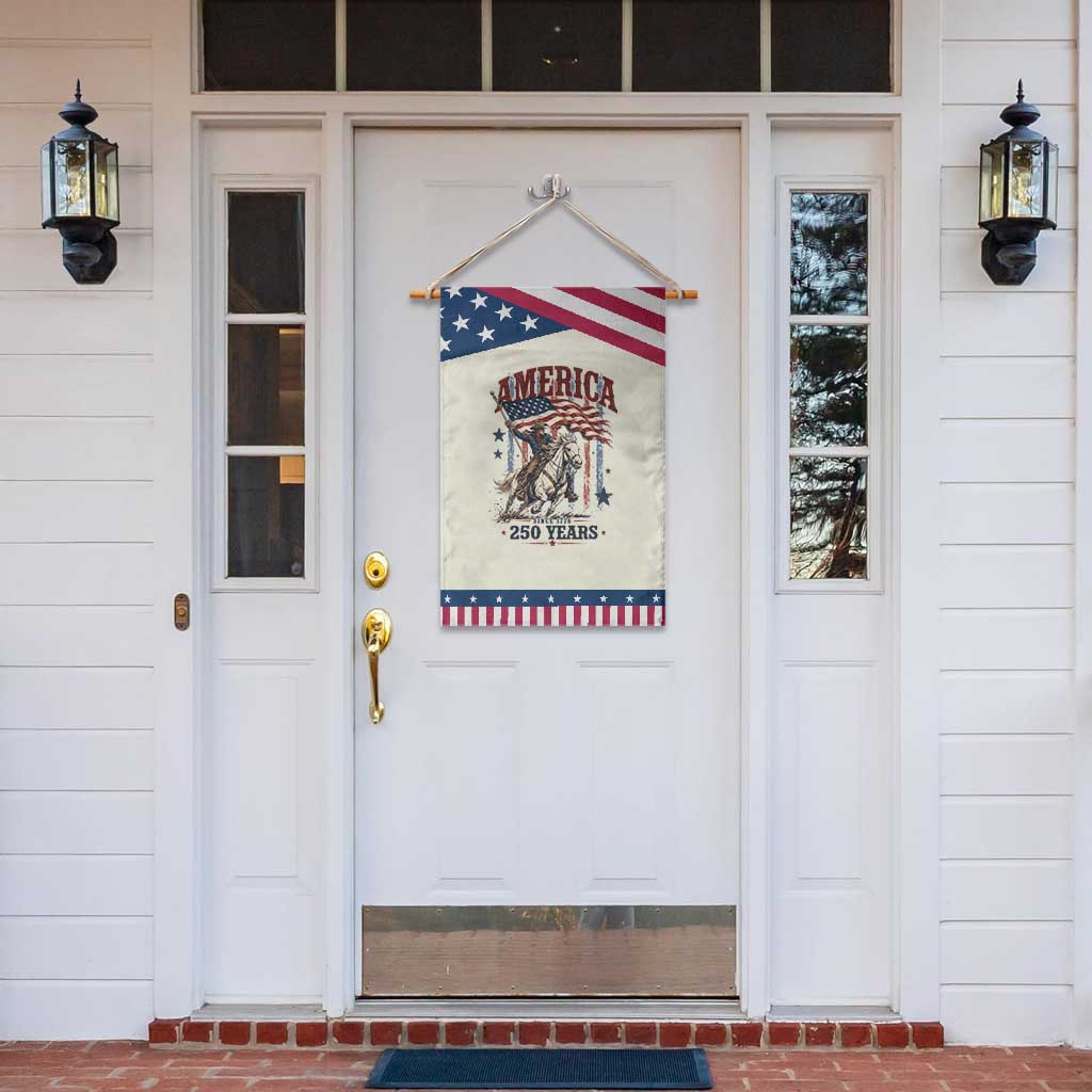 250 Years Since 1776 Cowboy on Horseback Patriotic Garden Flag Vintage Western Style American Flag Semiquincentennial