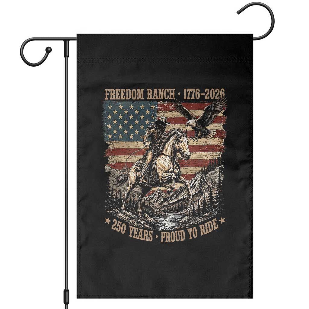 Vintage Cowboy and Soaring Eagle Freedom Ranch 1776 to 2026 Garden Flag Proud to Ride American Flag 250th Anniversary