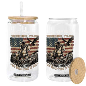 Vintage Cowboy and Soaring Eagle Freedom Ranch 1776 to 2026 Glass Can Proud to Ride American Flag 250th Anniversary