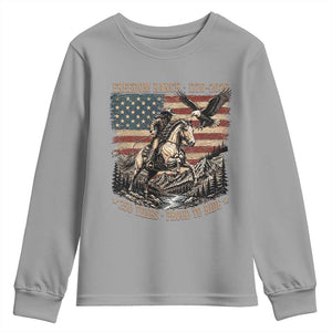 Vintage Cowboy and Soaring Eagle Freedom Ranch 1776 to 2026 Youth Sweatshirt Proud to Ride American Flag 250th Anniversary