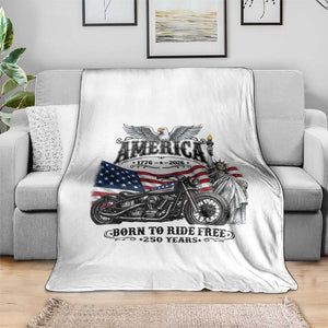 America Born to Ride Free 250 Years Biker Throw Blanket American Flag Chopper Motorcycle Statue of Liberty 1776 to 2026 Semiquincentennial