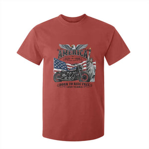 America Born to Ride Free 250 Years Biker T Shirt For Kid American Flag Chopper Motorcycle Statue of Liberty 1776 to 2026 Semiquincentennial