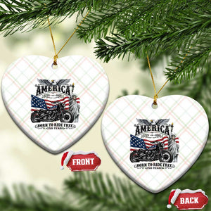 America Born to Ride Free 250 Years Biker Ceramic Ornament American Flag Chopper Motorcycle Statue of Liberty 1776 to 2026 Semiquincentennial