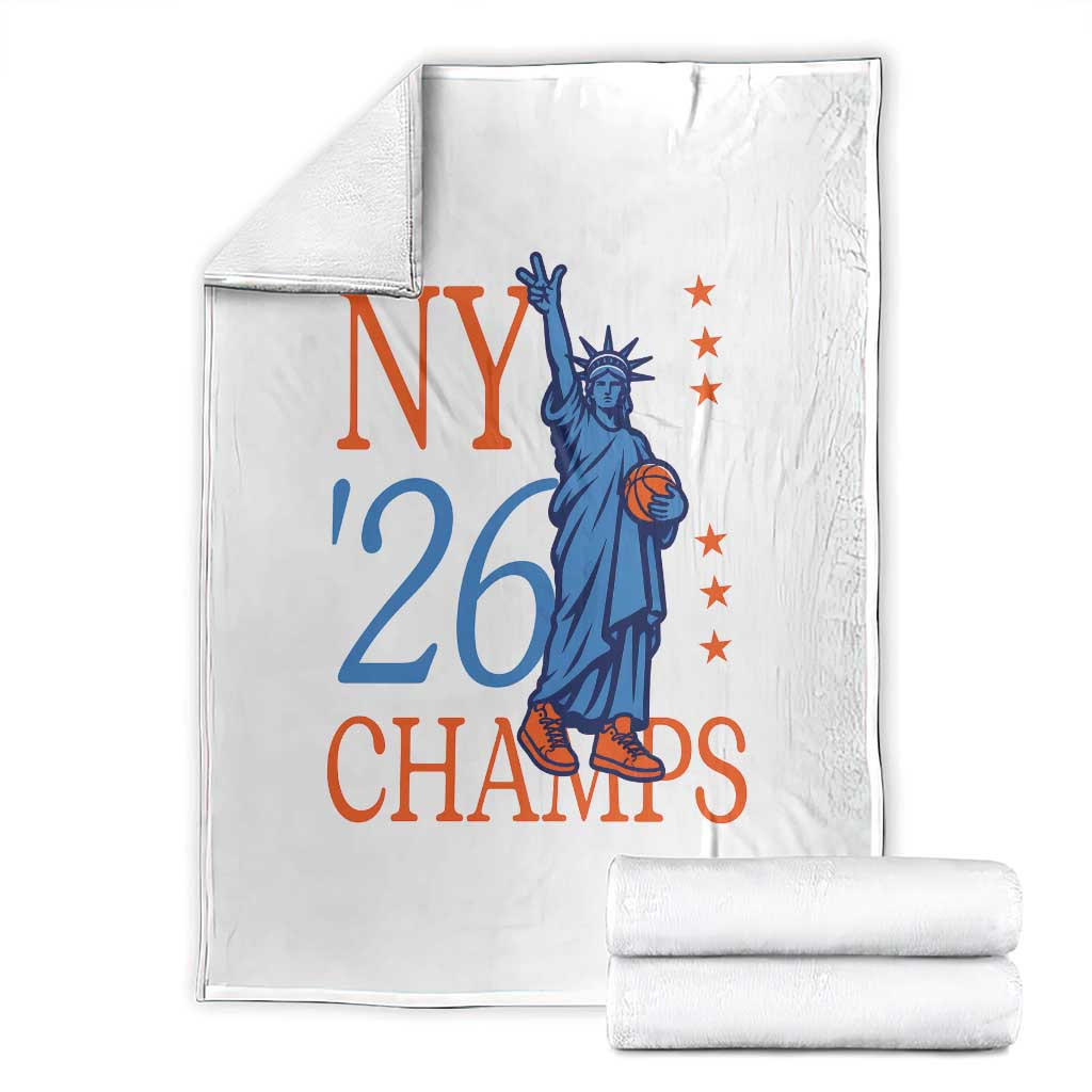 New York 2026 Pride Statue of Liberty Holding Basketball Graphic Throw Blanket Retro NY 26 Champs Sports Fans