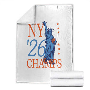New York 2026 Pride Statue of Liberty Holding Basketball Graphic Throw Blanket Retro NY 26 Champs Sports Fans