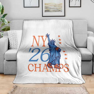 New York 2026 Pride Statue of Liberty Holding Basketball Graphic Throw Blanket Retro NY 26 Champs Sports Fans