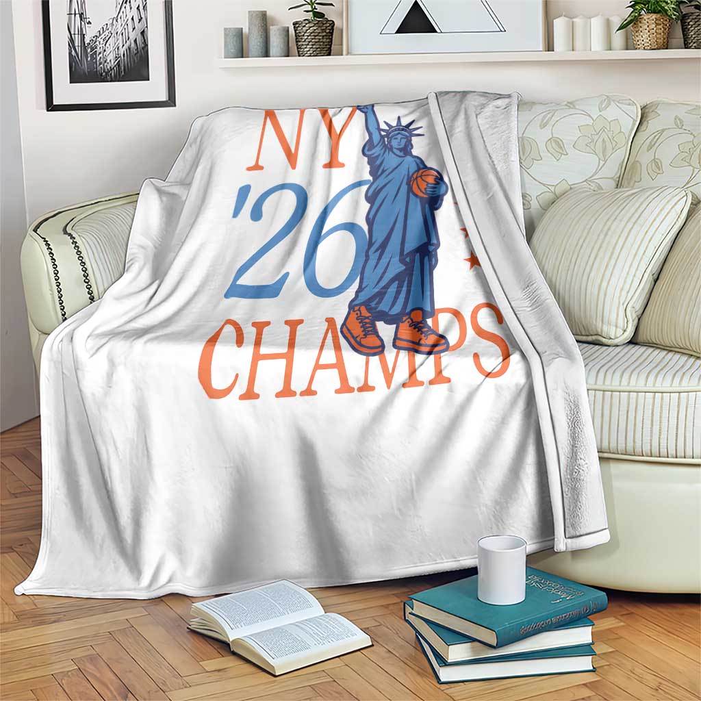 New York 2026 Pride Statue of Liberty Holding Basketball Graphic Throw Blanket Retro NY 26 Champs Sports Fans