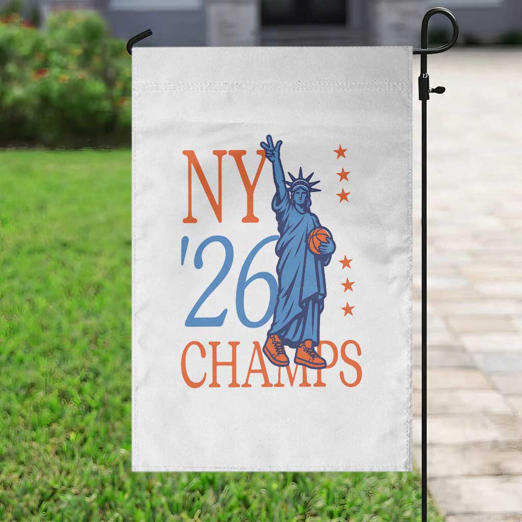 New York 2026 Pride Statue of Liberty Holding Basketball Graphic Garden Flag Retro NY 26 Champs Sports Fans