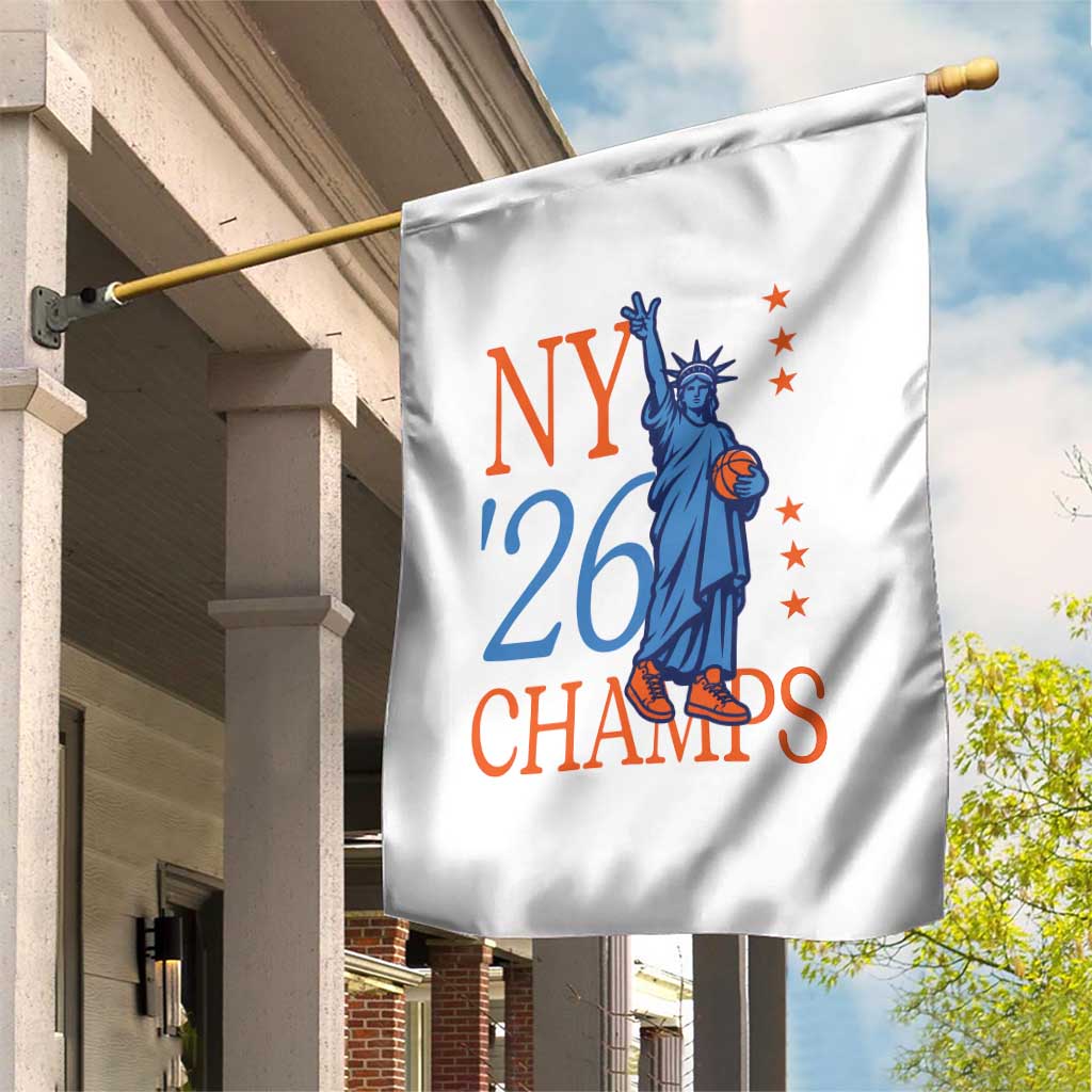 New York 2026 Pride Statue of Liberty Holding Basketball Graphic Garden Flag Retro NY 26 Champs Sports Fans