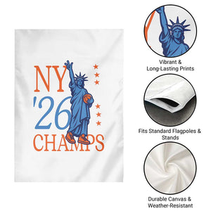 New York 2026 Pride Statue of Liberty Holding Basketball Graphic Garden Flag Retro NY 26 Champs Sports Fans