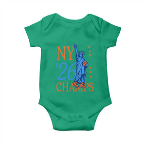 New York 2026 Pride Statue of Liberty Holding Basketball Graphic Baby Onesie Retro NY 26 Champs Sports Fans