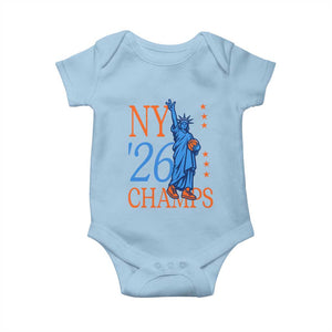 New York 2026 Pride Statue of Liberty Holding Basketball Graphic Baby Onesie Retro NY 26 Champs Sports Fans