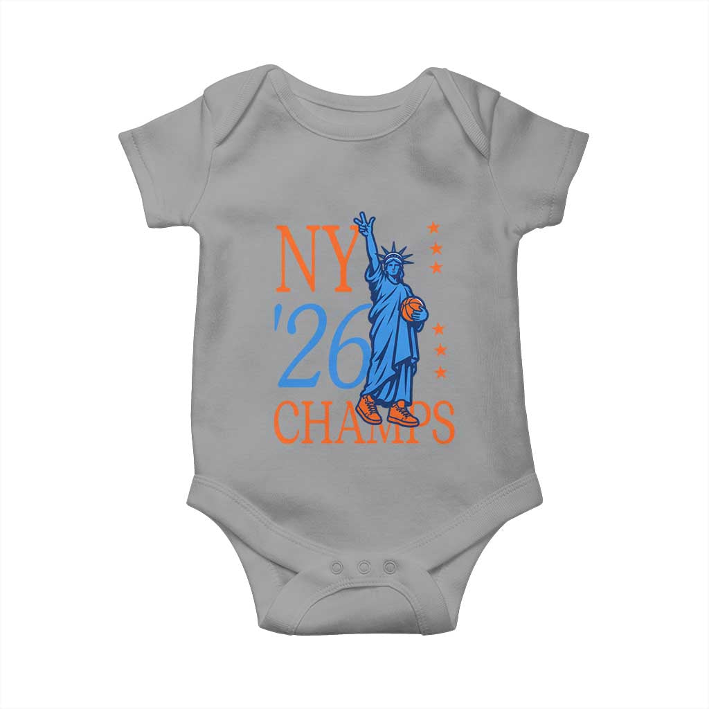 New York 2026 Pride Statue of Liberty Holding Basketball Graphic Baby Onesie Retro NY 26 Champs Sports Fans