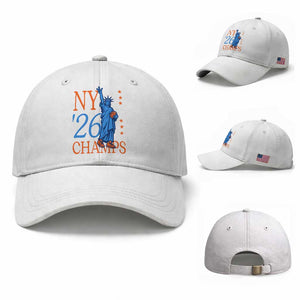 New York 2026 Pride Statue of Liberty Holding Basketball Graphic Baseball Cap Retro NY 26 Champs Sports Fans