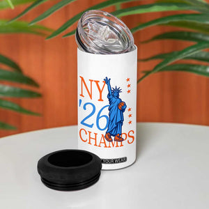 New York 2026 Pride Statue of Liberty Holding Basketball Graphic 4 in 1 Can Cooler Tumbler Retro NY 26 Champs Sports Fans