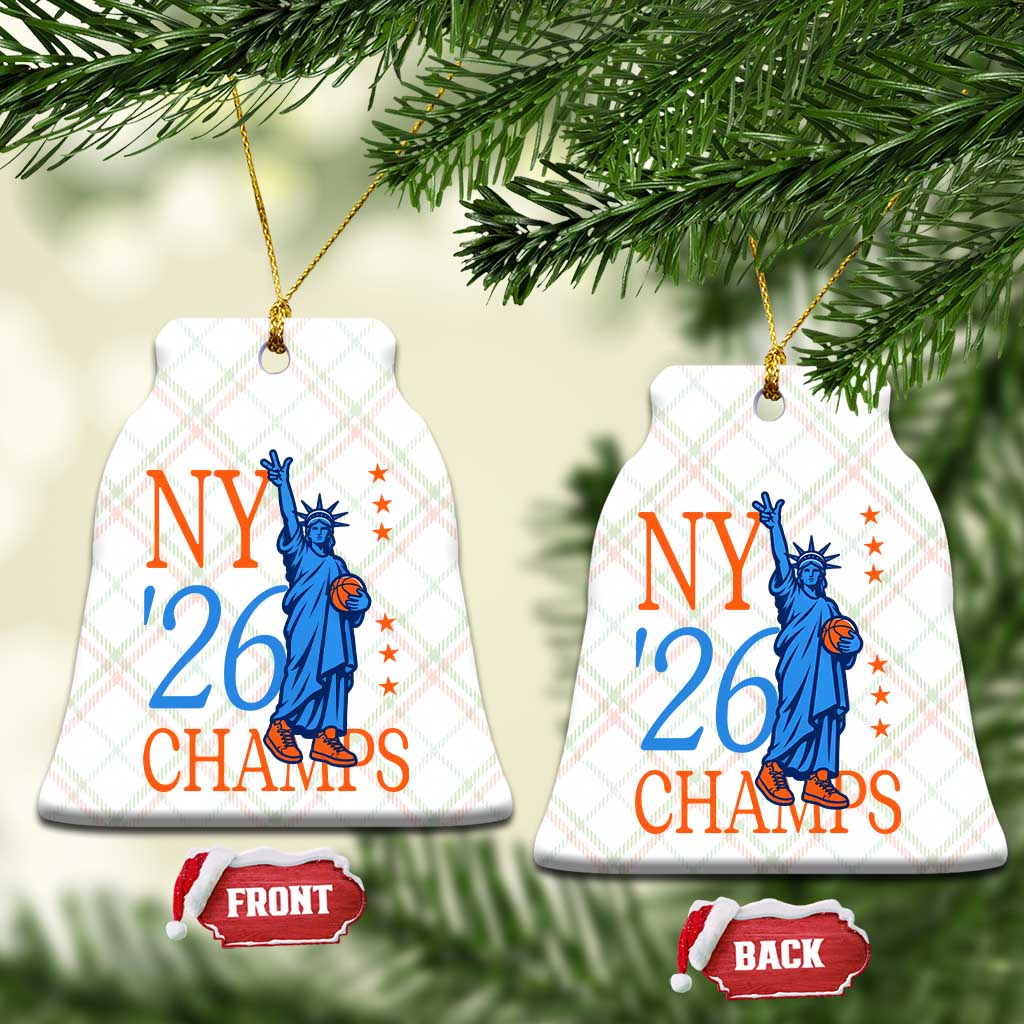 New York 2026 Pride Statue of Liberty Holding Basketball Graphic Ceramic Ornament Retro NY 26 Champs Sports Fans