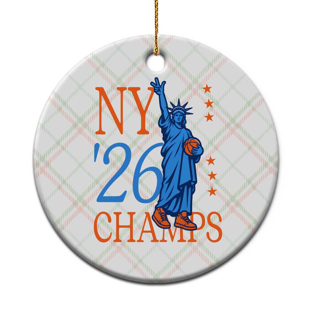 New York 2026 Pride Statue of Liberty Holding Basketball Graphic Ceramic Ornament Retro NY 26 Champs Sports Fans