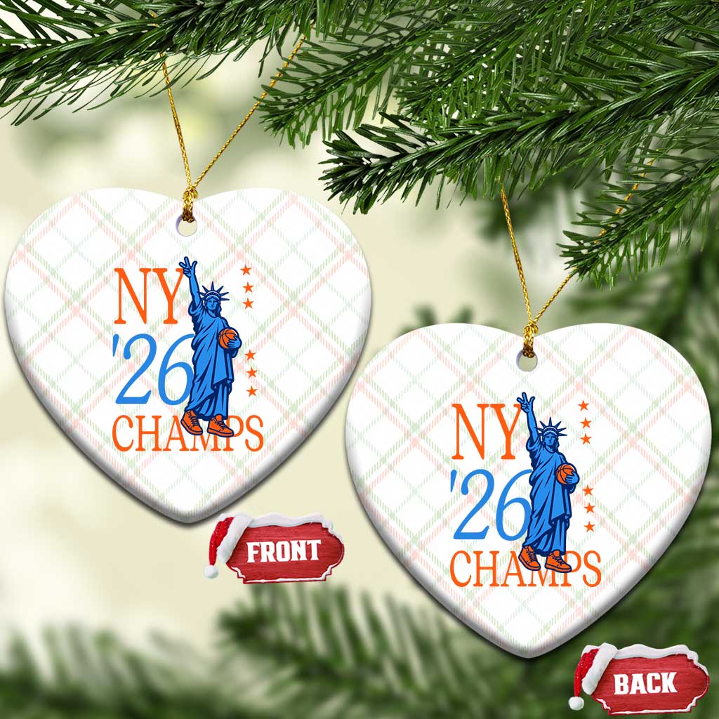 New York 2026 Pride Statue of Liberty Holding Basketball Graphic Ceramic Ornament Retro NY 26 Champs Sports Fans