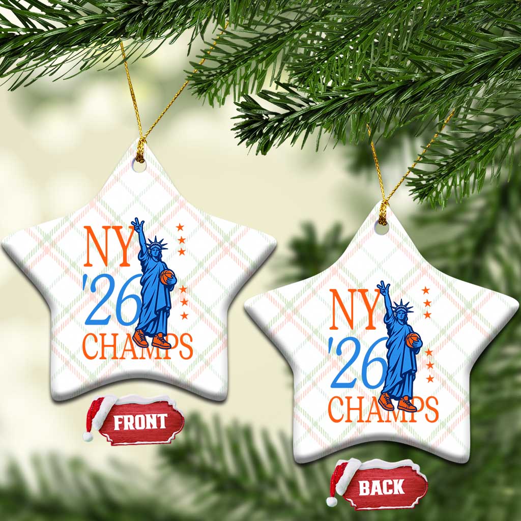 New York 2026 Pride Statue of Liberty Holding Basketball Graphic Ceramic Ornament Retro NY 26 Champs Sports Fans