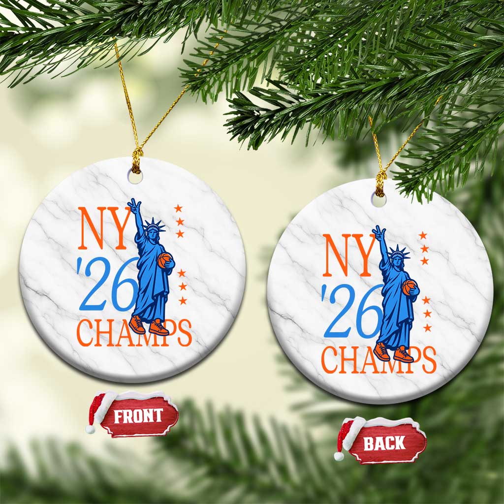 New York 2026 Pride Statue of Liberty Holding Basketball Graphic Ceramic Ornament Retro NY 26 Champs Sports Fans