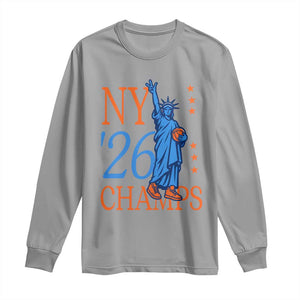 New York 2026 Pride Statue of Liberty Holding Basketball Graphic Long Sleeve Shirt Retro NY 26 Champs Sports Fans