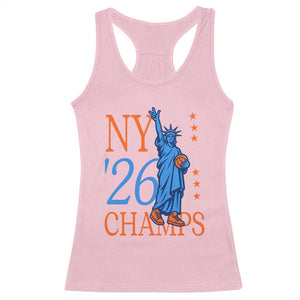 New York 2026 Pride Statue of Liberty Holding Basketball Graphic Racerback Tank Top Retro NY 26 Champs Sports Fans