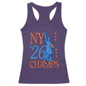 New York 2026 Pride Statue of Liberty Holding Basketball Graphic Racerback Tank Top Retro NY 26 Champs Sports Fans