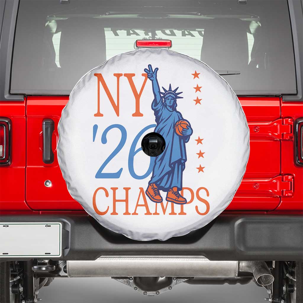 New York 2026 Pride Statue of Liberty Holding Basketball Graphic Spare Tire Cover Retro NY 26 Champs Sports Fans