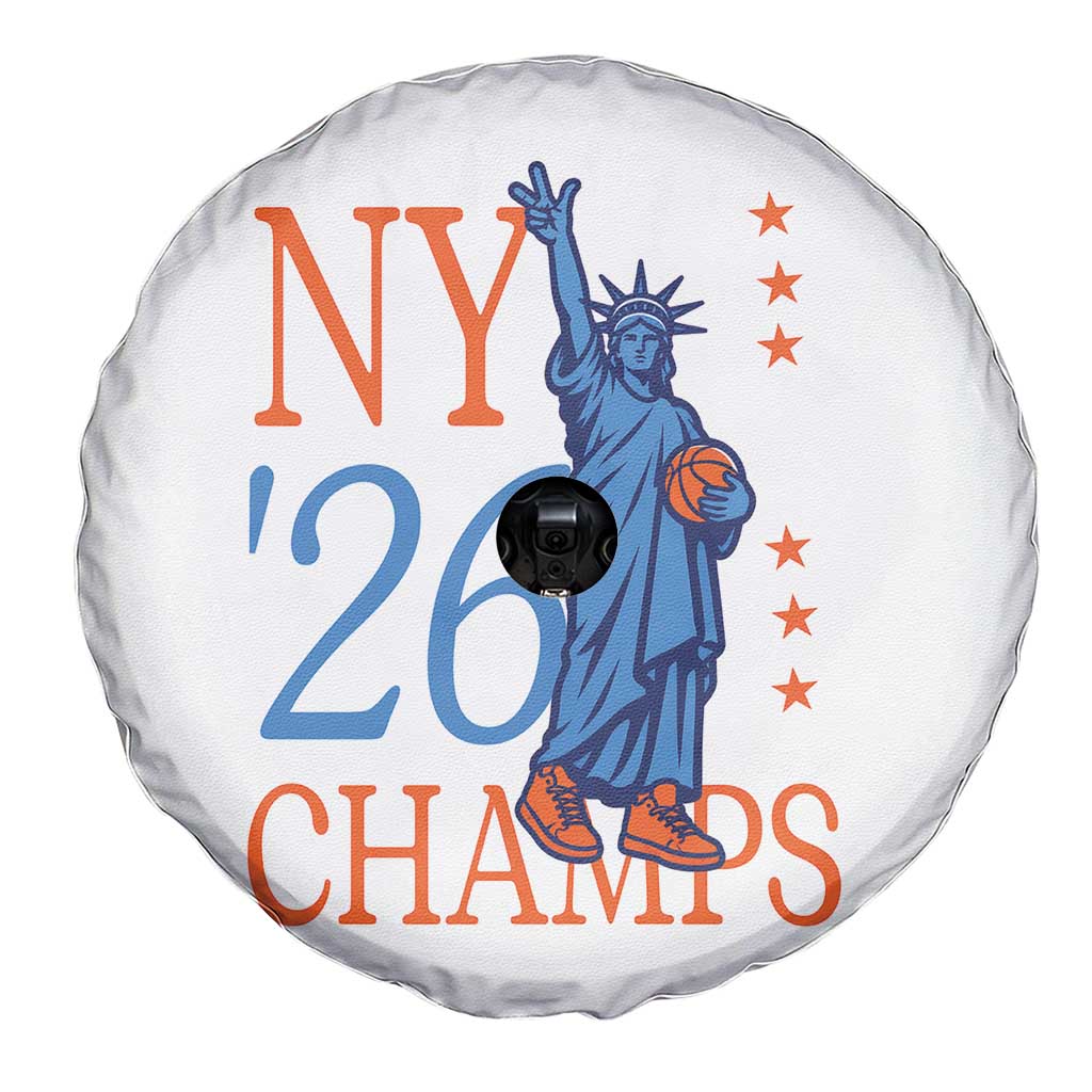 New York 2026 Pride Statue of Liberty Holding Basketball Graphic Spare Tire Cover Retro NY 26 Champs Sports Fans
