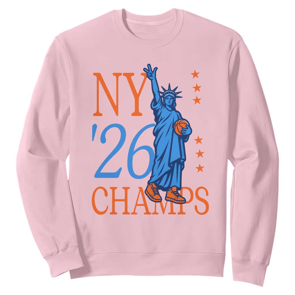 New York 2026 Pride Statue of Liberty Holding Basketball Graphic Sweatshirt Retro NY 26 Champs Sports Fans