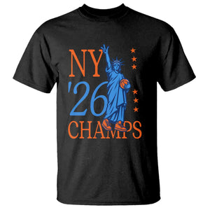 New York 2026 Pride Statue of Liberty Holding Basketball Graphic T Shirt Retro NY 26 Champs Sports Fans