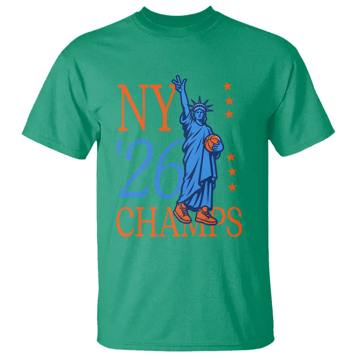 New York 2026 Pride Statue of Liberty Holding Basketball Graphic T Shirt Retro NY 26 Champs Sports Fans