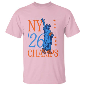 New York 2026 Pride Statue of Liberty Holding Basketball Graphic T Shirt Retro NY 26 Champs Sports Fans