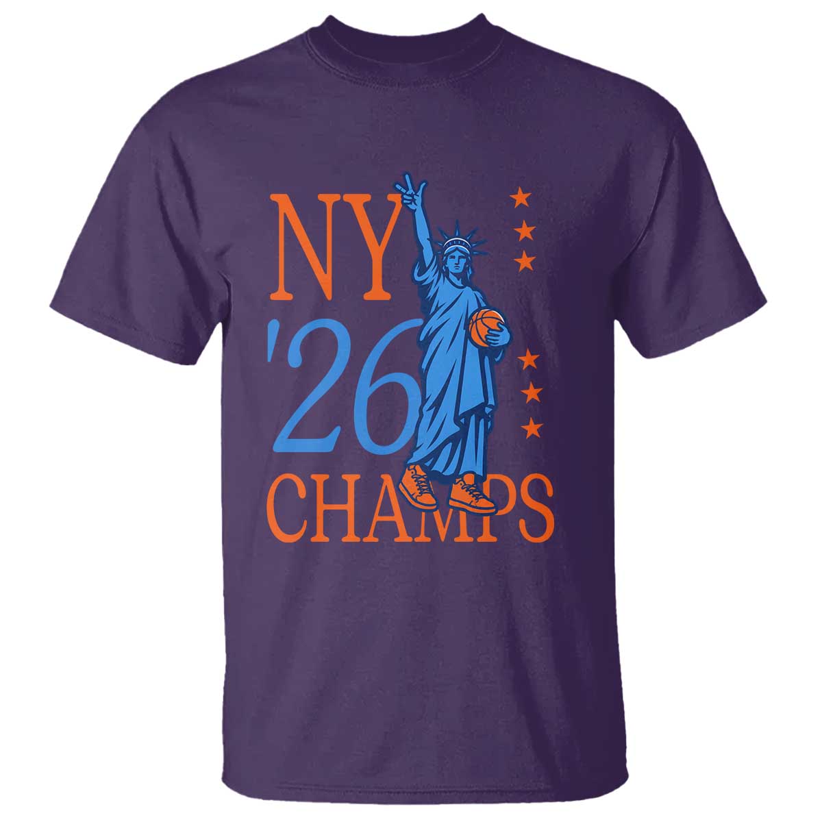 New York 2026 Pride Statue of Liberty Holding Basketball Graphic T Shirt Retro NY 26 Champs Sports Fans