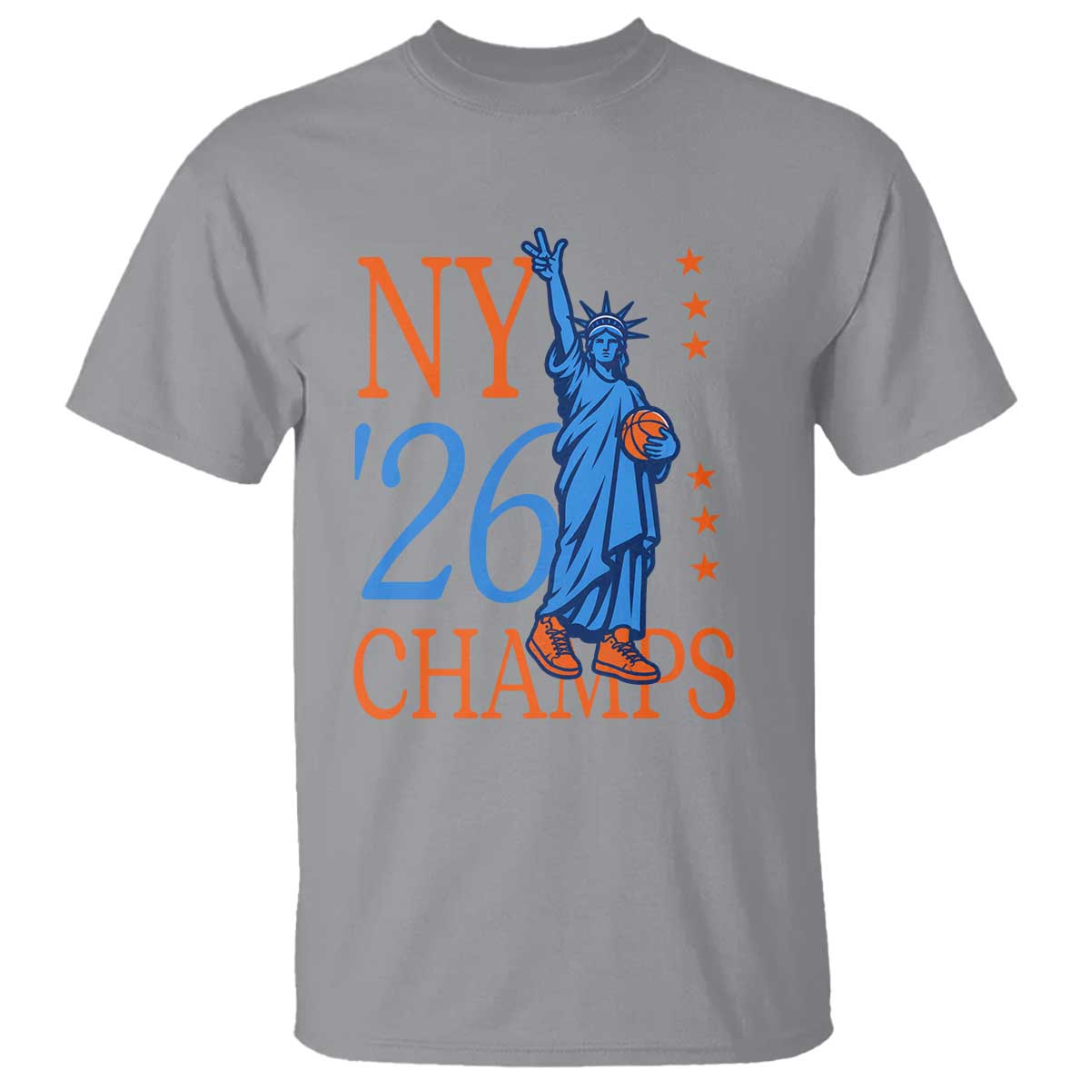 New York 2026 Pride Statue of Liberty Holding Basketball Graphic T Shirt Retro NY 26 Champs Sports Fans