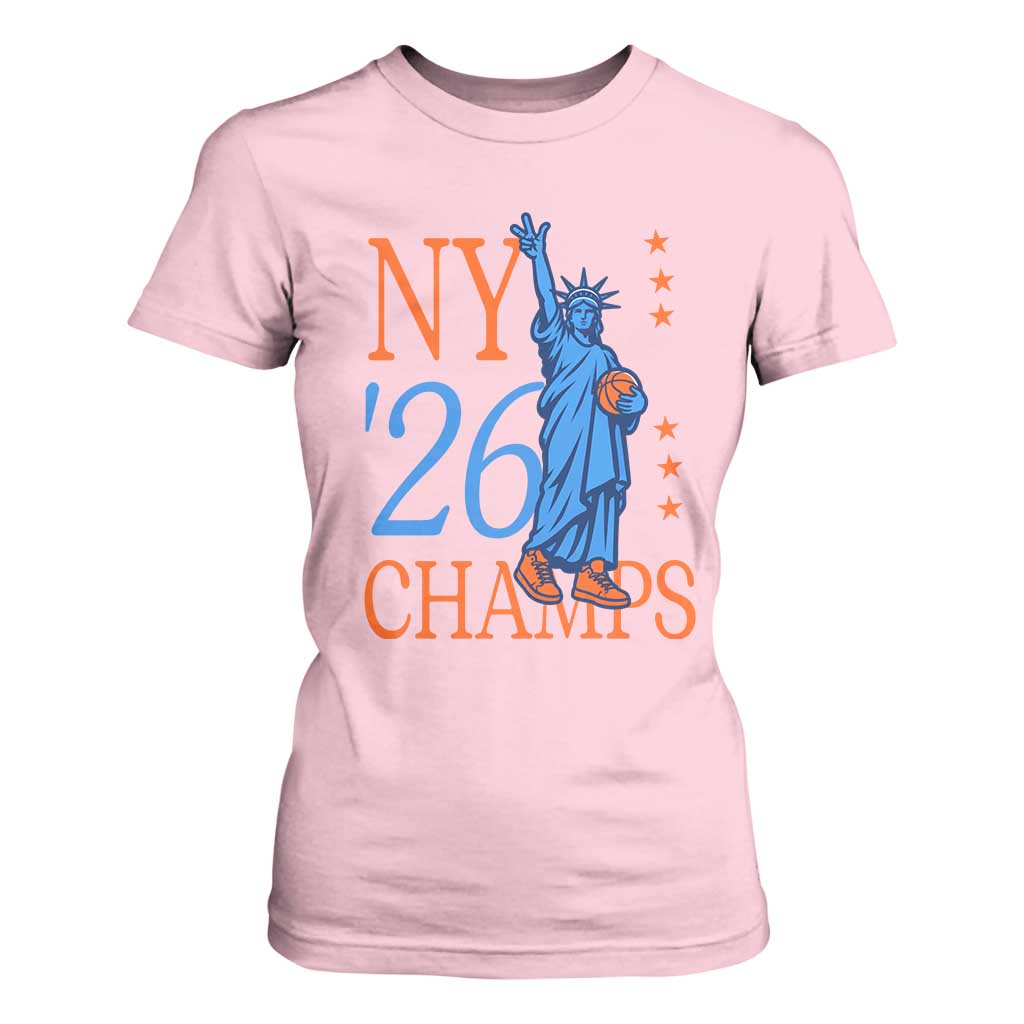 New York 2026 Pride Statue of Liberty Holding Basketball Graphic T Shirt For Women Retro NY 26 Champs Sports Fans