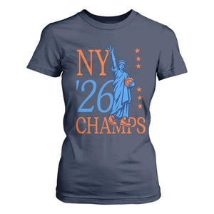 New York 2026 Pride Statue of Liberty Holding Basketball Graphic T Shirt For Women Retro NY 26 Champs Sports Fans