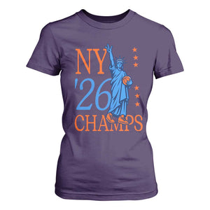 New York 2026 Pride Statue of Liberty Holding Basketball Graphic T Shirt For Women Retro NY 26 Champs Sports Fans
