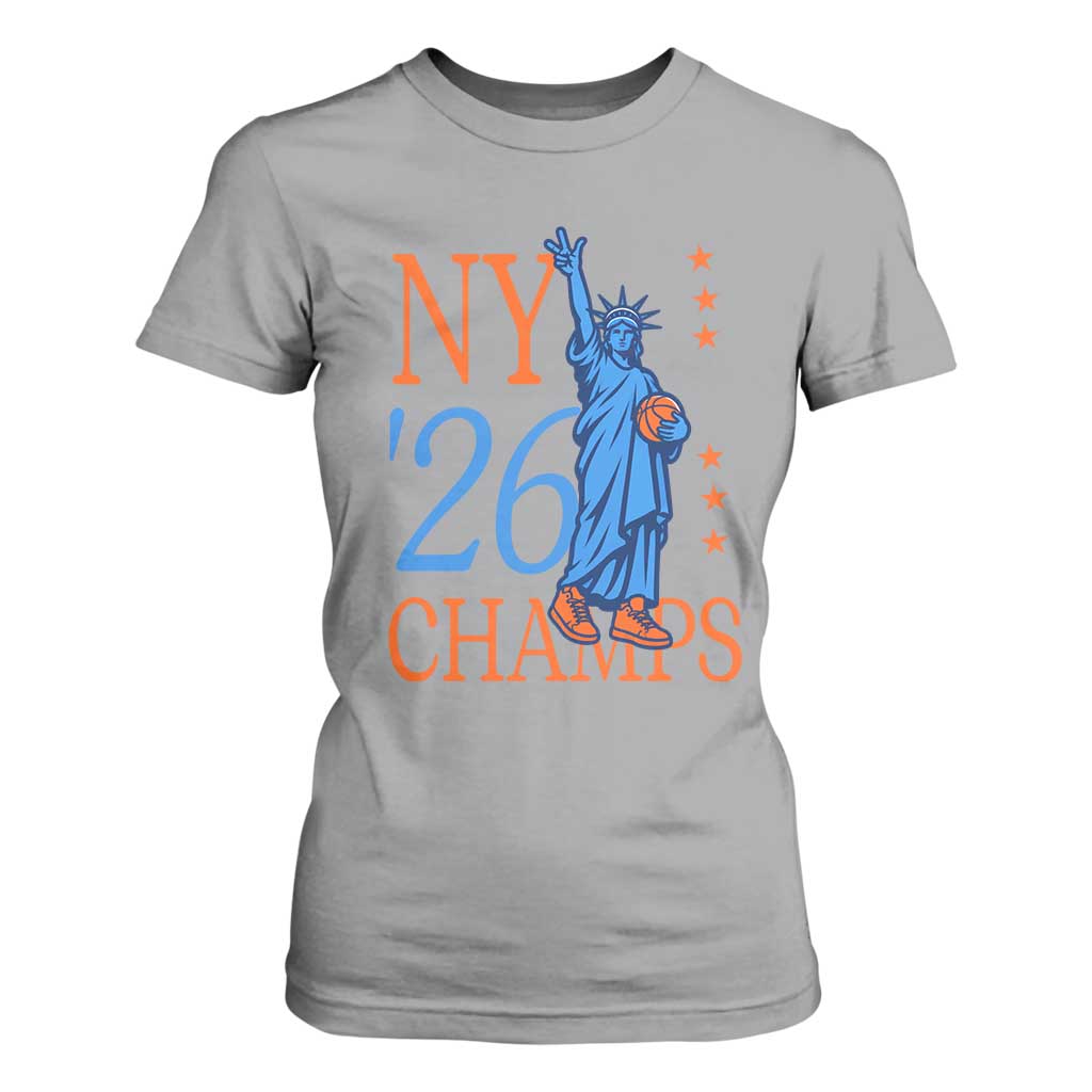 New York 2026 Pride Statue of Liberty Holding Basketball Graphic T Shirt For Women Retro NY 26 Champs Sports Fans