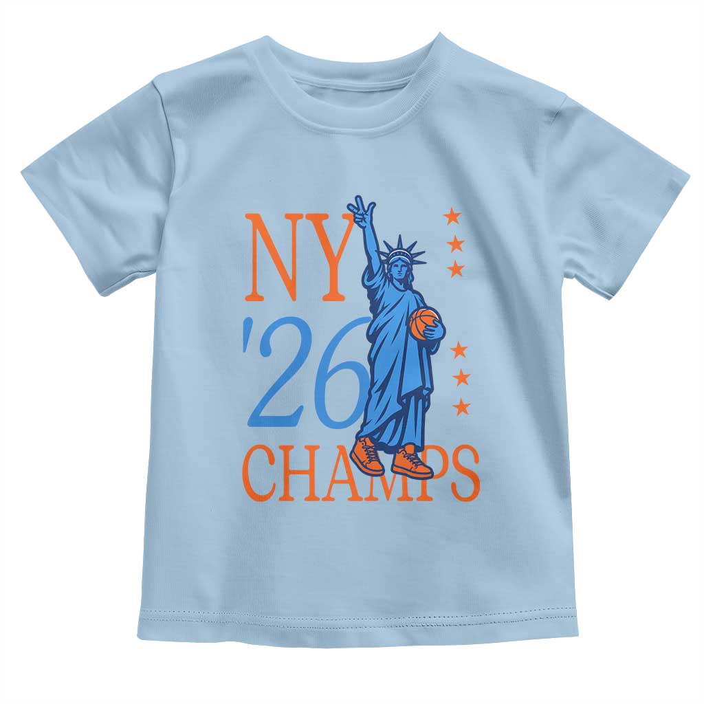 New York 2026 Pride Statue of Liberty Holding Basketball Graphic Toddler T Shirt Retro NY 26 Champs Sports Fans