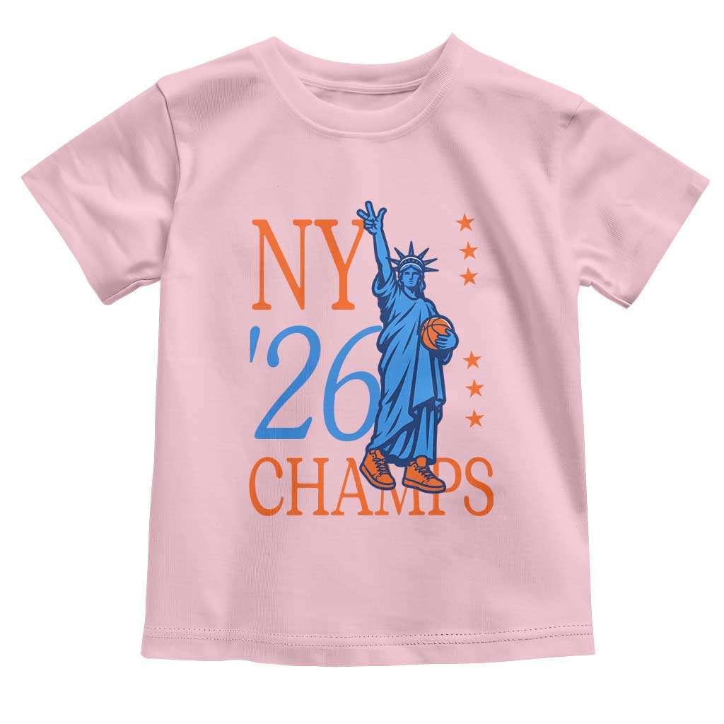 New York 2026 Pride Statue of Liberty Holding Basketball Graphic Toddler T Shirt Retro NY 26 Champs Sports Fans