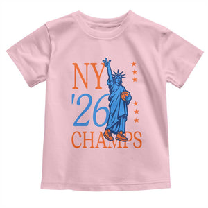 New York 2026 Pride Statue of Liberty Holding Basketball Graphic Toddler T Shirt Retro NY 26 Champs Sports Fans