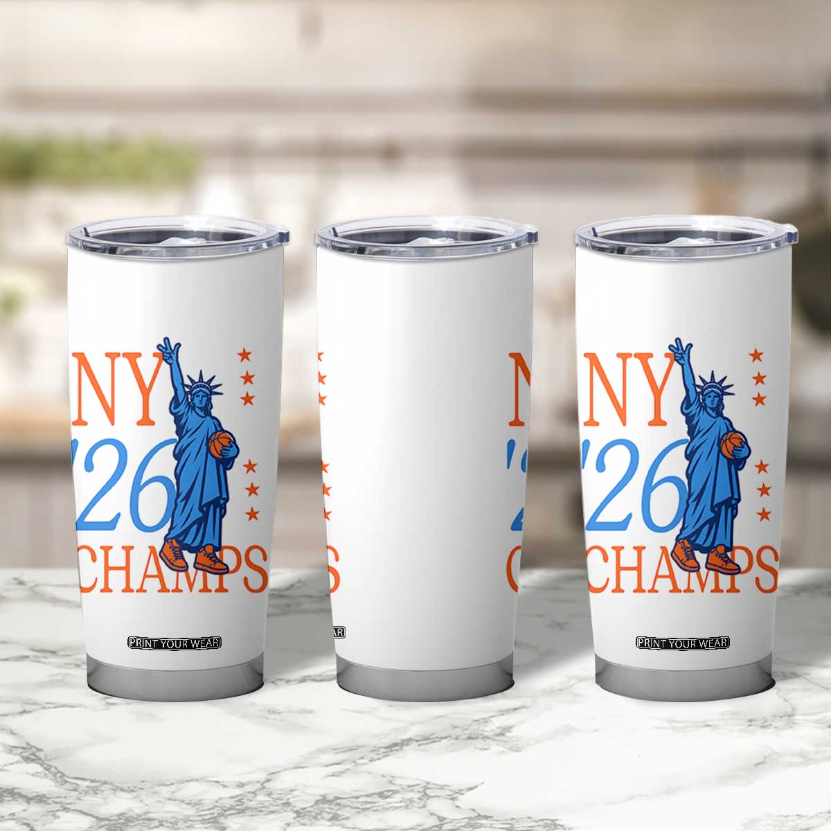 New York 2026 Pride Statue of Liberty Holding Basketball Graphic Tumbler Cup Retro NY 26 Champs Sports Fans