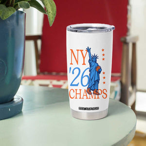 New York 2026 Pride Statue of Liberty Holding Basketball Graphic Tumbler Cup Retro NY 26 Champs Sports Fans