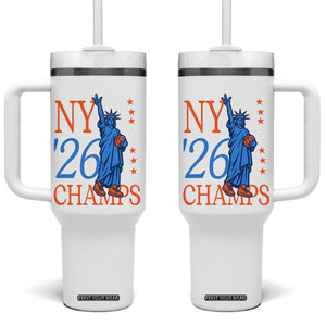 New York 2026 Pride Statue of Liberty Holding Basketball Graphic Tumbler With Handle Retro NY 26 Champs Sports Fans