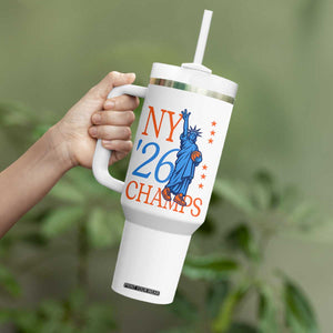 New York 2026 Pride Statue of Liberty Holding Basketball Graphic Tumbler With Handle Retro NY 26 Champs Sports Fans
