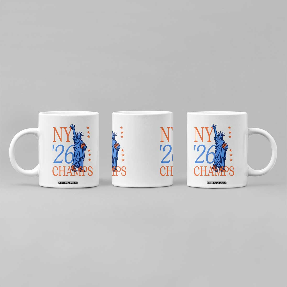 New York 2026 Pride Statue of Liberty Holding Basketball Graphic Coffee Mug Retro NY 26 Champs Sports Fans