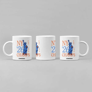 New York 2026 Pride Statue of Liberty Holding Basketball Graphic Coffee Mug Retro NY 26 Champs Sports Fans