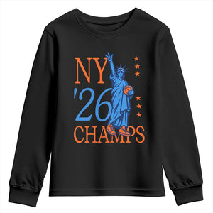 New York 2026 Pride Statue of Liberty Holding Basketball Graphic Youth Sweatshirt Retro NY 26 Champs Sports Fans