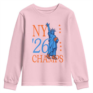 New York 2026 Pride Statue of Liberty Holding Basketball Graphic Youth Sweatshirt Retro NY 26 Champs Sports Fans